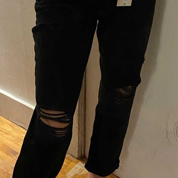 River Island Distressed Black Mom Jeans, New - Picture 3 of 8